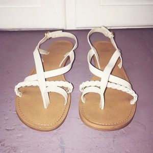 White Braided flip flop sandals